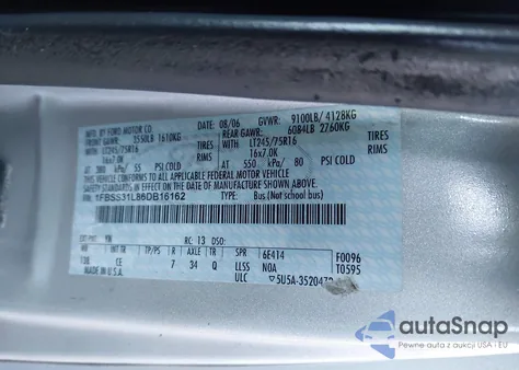 2006 Ford E-350 Super Duty Xl/Xlt from USA, damaged, VIN 1FBSS31L86DB16162